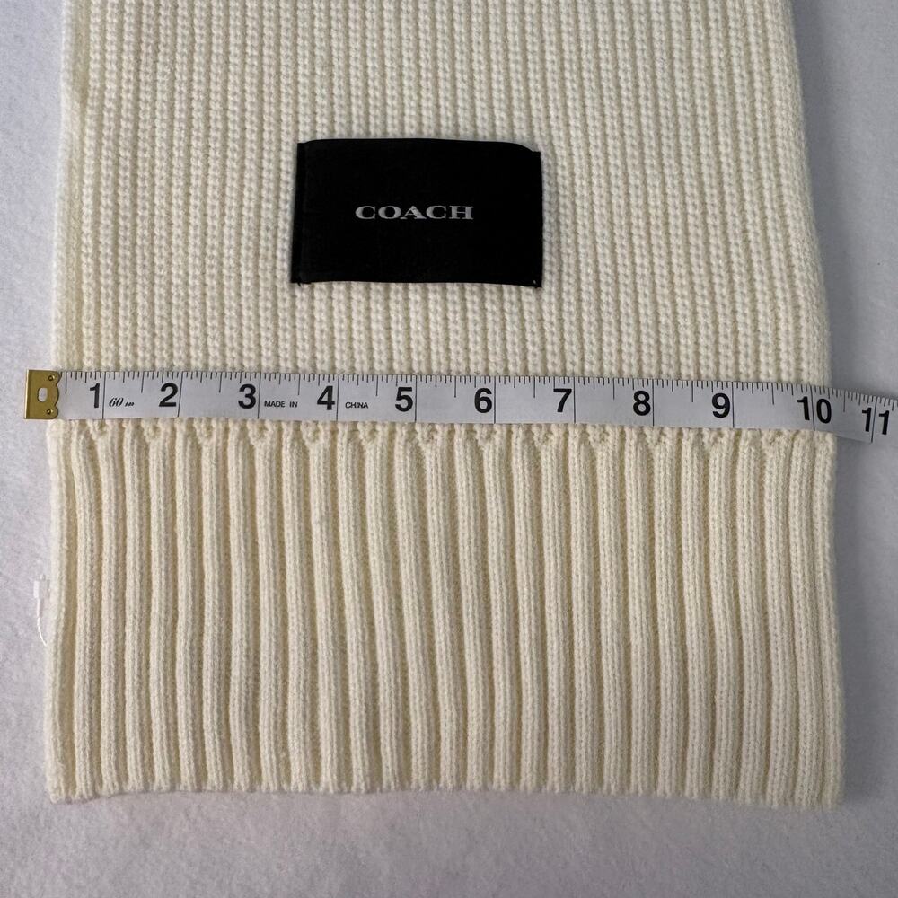 Coach Women's Woven Patch Knit Scarf Cream Ivory Color NWT - Picture 12 of 12